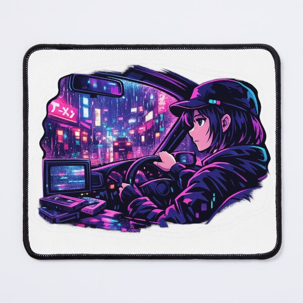 Item preview, Neon Midnight Drive Vaporwave Sticker designed and sold by RDcollections.