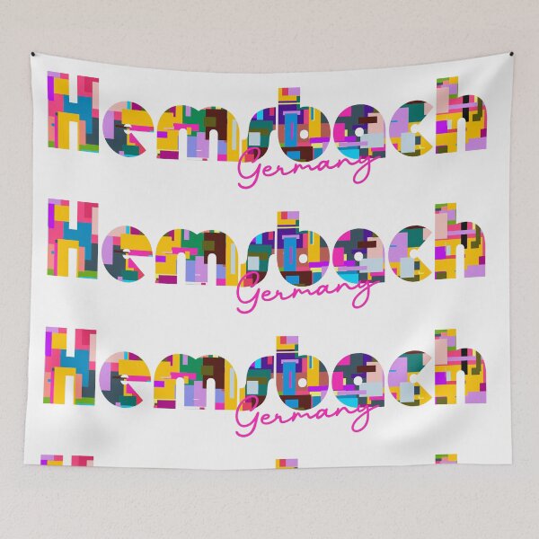 Item preview, Hemsbach, Germany, Vibrant Abstract City Typography Art designed and sold by Wanderful-roads.