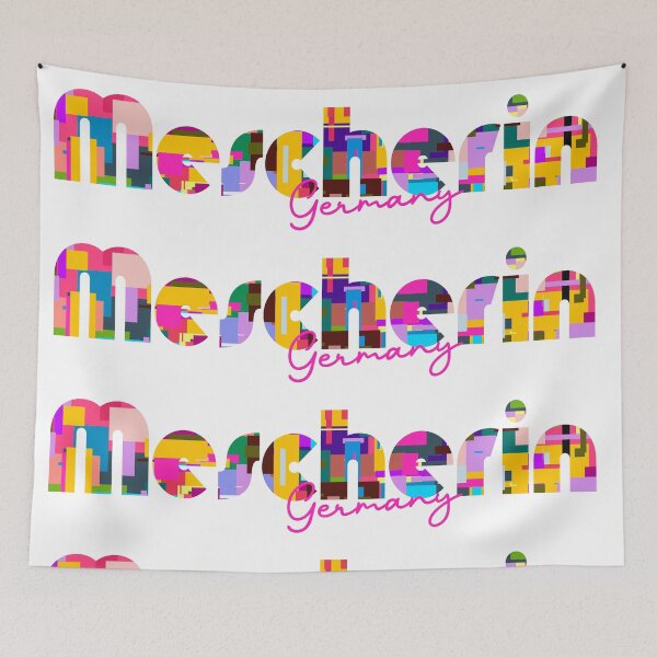 Item preview, Mescherin, Germany, Vibrant Abstract City Typography Art designed and sold by Wanderful-roads.