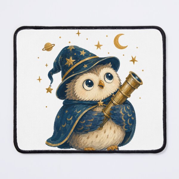 Item preview, Stargazing Owl Astronomer with Brass Telescope designed and sold by eignvalue.