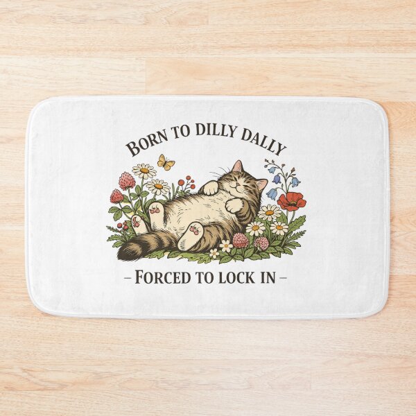 Item preview, Born To Dilly Dally Forced To Lock In Funny Flat Vintage Cat designed and sold by Print Loft.