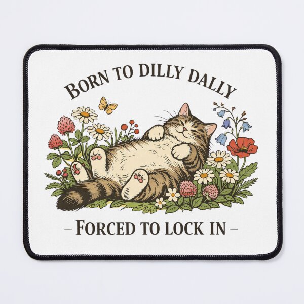 Item preview, Born To Dilly Dally Forced To Lock In Funny Flat Vintage Cat designed and sold by Print Loft.
