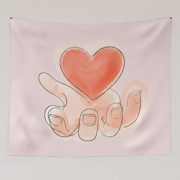 Item preview, Minimalist Watercolor Heart in Hand Line Art designed and sold by puzzell.