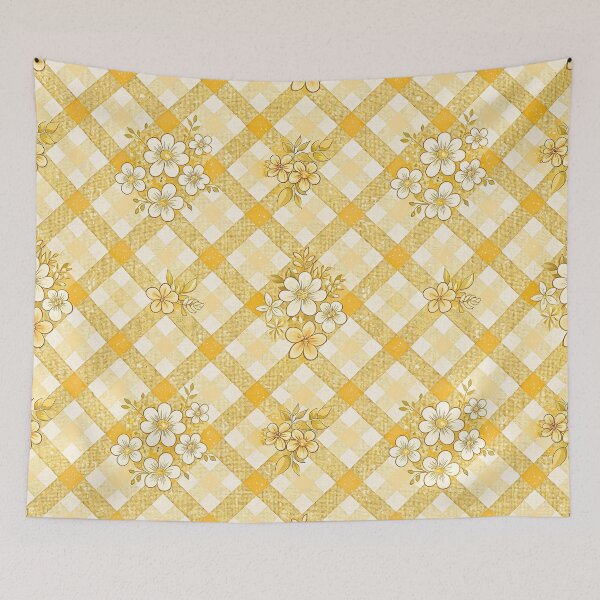 Item preview, Golden Gingham Floral Cottagecore Pattern designed and sold by Petal & Pattern Co.