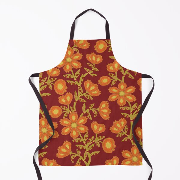Item preview, Mod Chintz Floral Pattern in Citrus, Olive and Marvelous Maroon designed and sold by Annette Chabidon Studio.