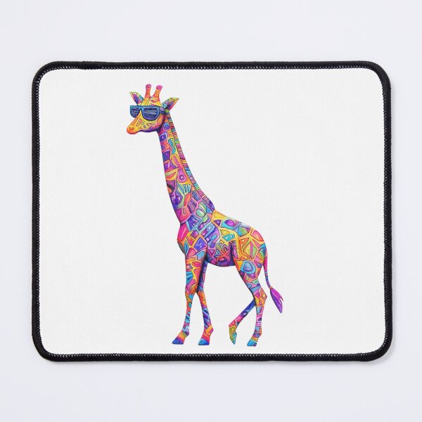 Item preview, Colorful giraffe with big ears and blue sunglasses designed and sold by OutOfTheBubble.