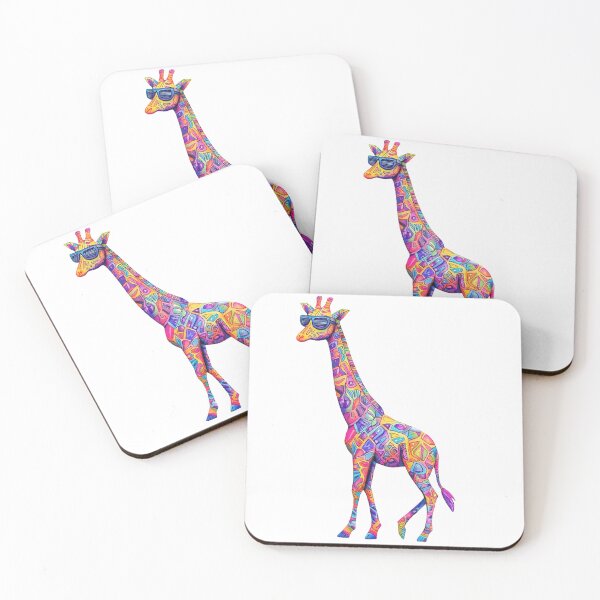 Item preview, Colorful giraffe with big ears and blue sunglasses designed and sold by OutOfTheBubble.