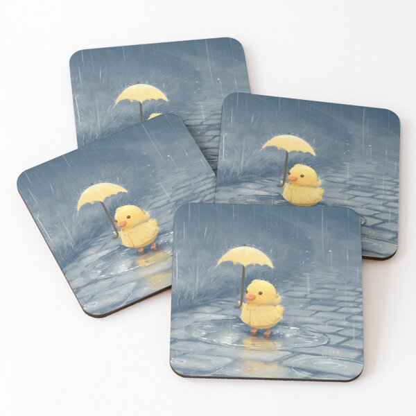 Item preview, Little Duck in the Rain – Whimsical Rainy Day Illustration designed and sold by WhimsyWink.