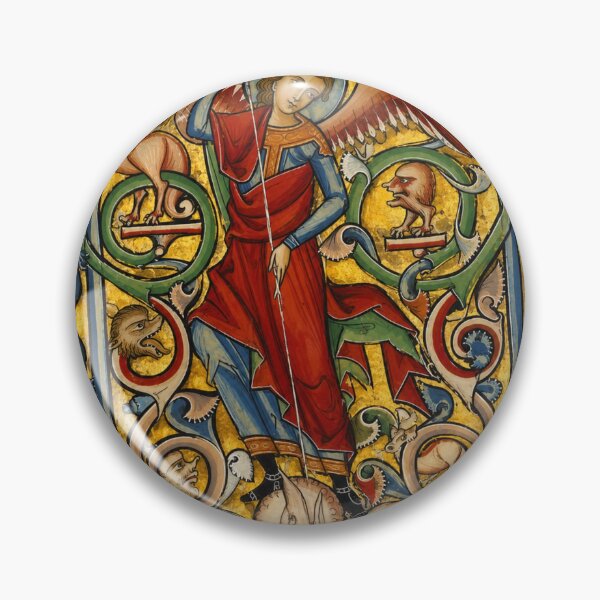 Item preview, Saint Michael slaying the dragon- Medieval Illuminated Manuscript Art for Fantasy History Collectors designed and sold by RickE.