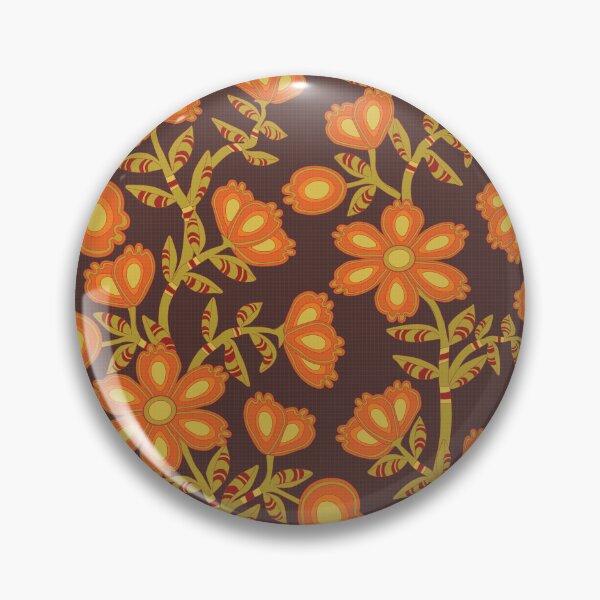 Item preview, Mod Chintz Floral Pattern in Citrus, Olive and Polished Mahogany designed and sold by Annette Chabidon Studio.