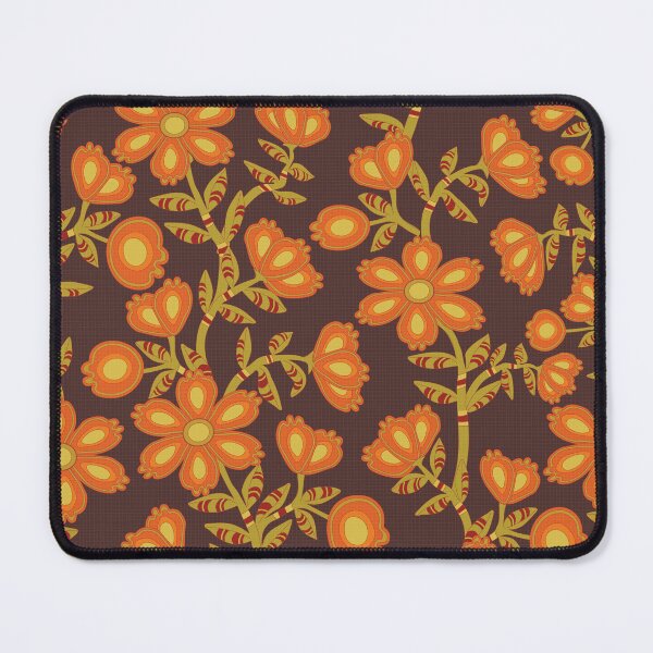 Item preview, Mod Chintz Floral Pattern in Citrus, Olive and Polished Mahogany designed and sold by Annette Chabidon Studio.
