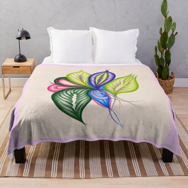 Item preview, Vibrant Botanical Flower Blue&Purple Beige designed and sold by RAIPrintStudio.