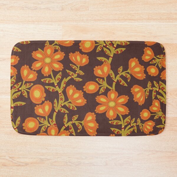 Item preview, Mod Chintz Floral Pattern in Citrus, Olive and Polished Mahogany designed and sold by Annette Chabidon Studio.