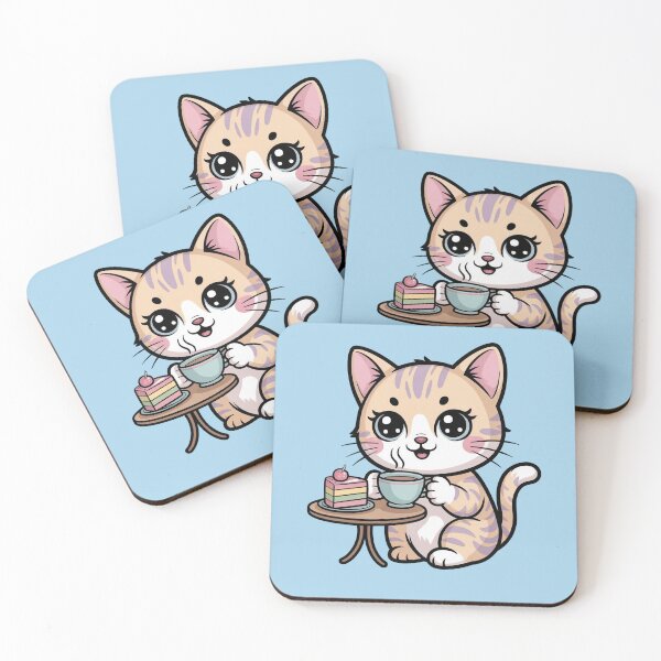 Item preview, Cute Kawaii Cat - Tea and Cake designed and sold by WikaKowalczyk.