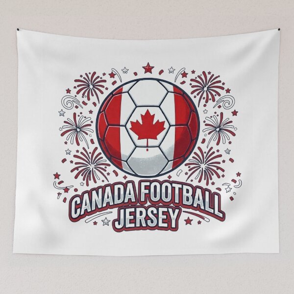 Item preview, Canada Football Jersey Soccer Fan Patriotic Fireworks Graphic designed and sold by Basma Designs | Retro, Kawaii Shirts & Stickers.