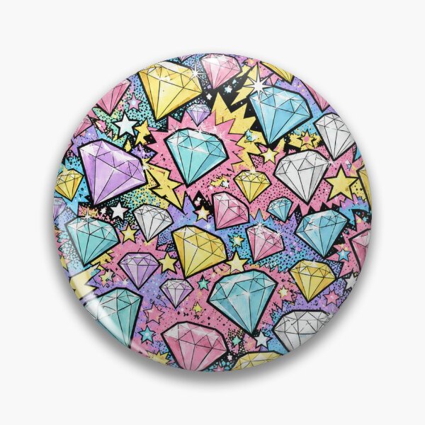 Item preview, Colorful Pastel Pop Art Cartoon Diamond Print designed and sold by BeJolley.