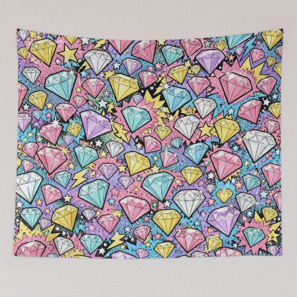 Item preview, Colorful Pastel Pop Art Cartoon Diamond Print designed and sold by BeJolley.