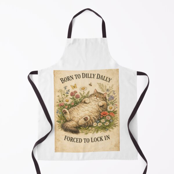 Item preview, Born To Dilly Dally Forced To Lock In Retro Botanical Cat designed and sold by Print Loft.