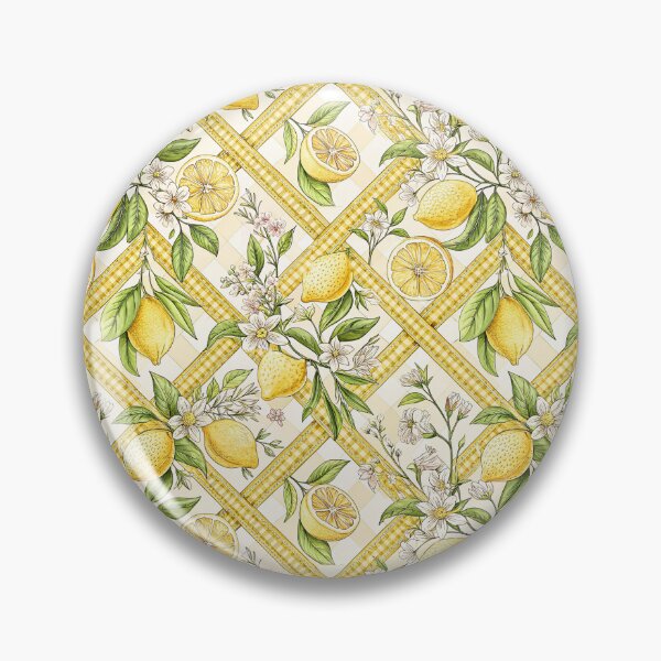 Item preview, Lemon Blossom Gingham Trellis Pattern designed and sold by Petal & Pattern Co.
