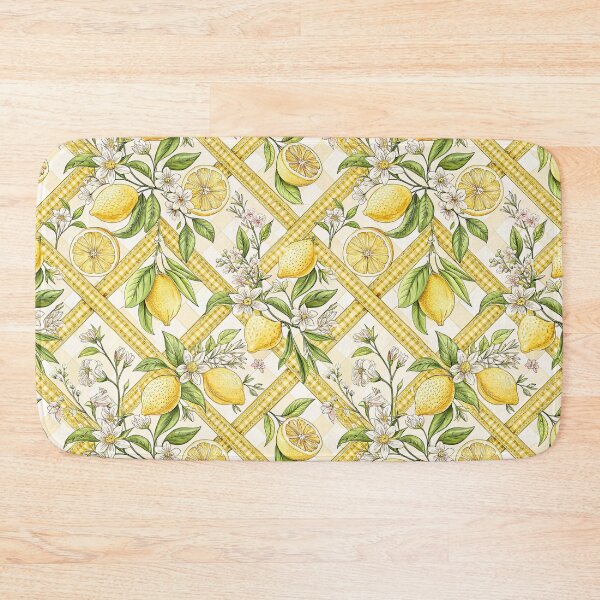 Item preview, Lemon Blossom Gingham Trellis Pattern designed and sold by Petal & Pattern Co.