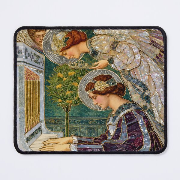 Item preview, St. Cecilia - Art Nouveau Stained Glass Angel Illustration for Spiritual Art Collectors designed and sold by RickE.
