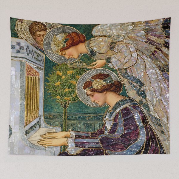 Item preview, St. Cecilia - Art Nouveau Stained Glass Angel Illustration for Spiritual Art Collectors designed and sold by RickE.