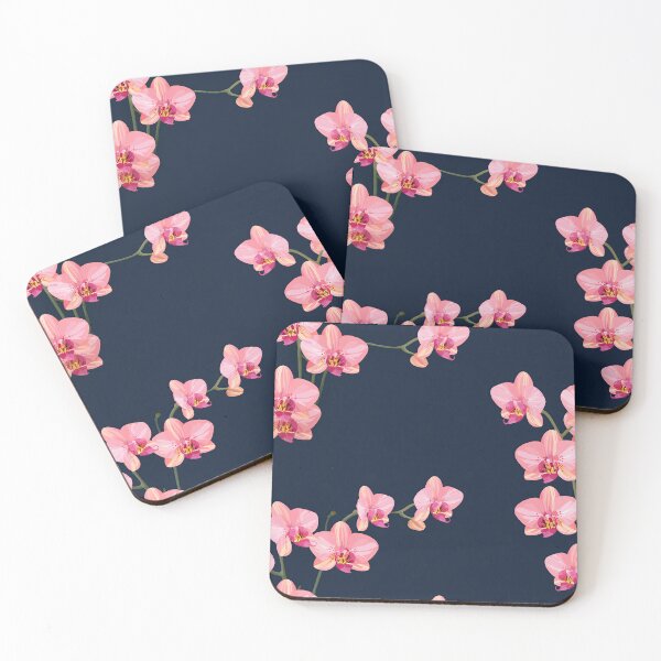 Item preview, Pink Orchid Pattern on Midnight Blue – Tropical Floral Elegance designed and sold by obstinator.