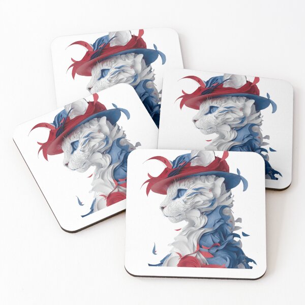 Item preview, Elegant Cat in blue, red and white designed and sold by OutOfTheBubble.