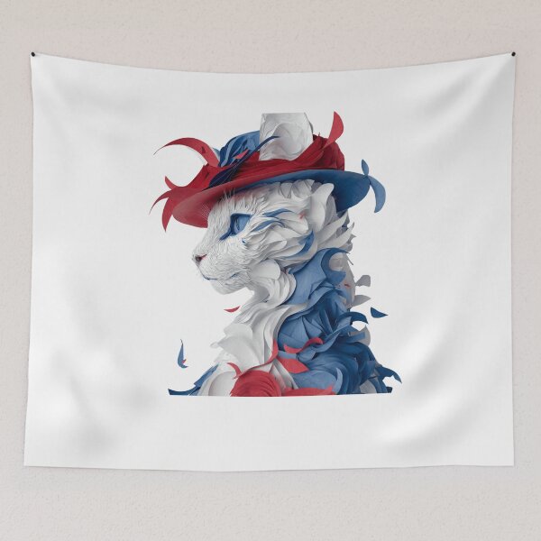 Item preview, Elegant Cat in blue, red and white designed and sold by OutOfTheBubble.