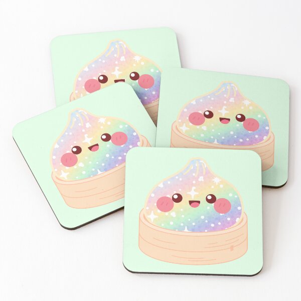 Item preview, Kawaii Rainbow Glitter Squishy Dumpling in bamboo steamer basket designed and sold by EmeraldeaArt.