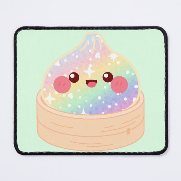 Item preview, Kawaii Rainbow Glitter Squishy Dumpling in bamboo steamer basket designed and sold by EmeraldeaArt.
