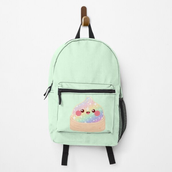 Item preview, Kawaii Rainbow Glitter Squishy Dumpling in bamboo steamer basket designed and sold by EmeraldeaArt.