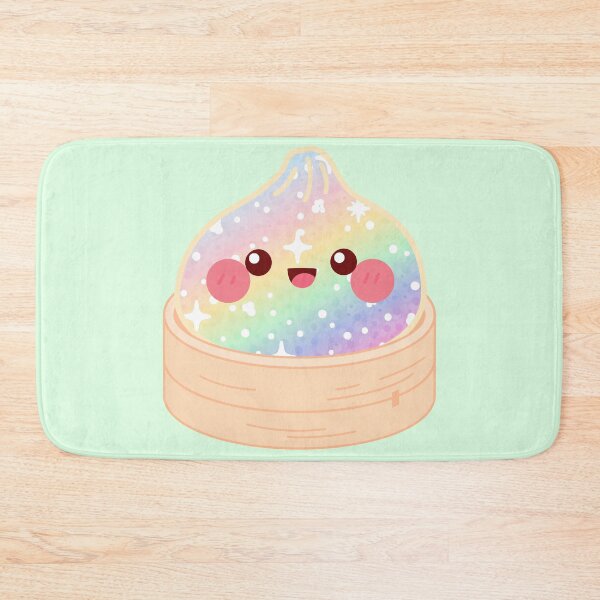 Item preview, Kawaii Rainbow Glitter Squishy Dumpling in bamboo steamer basket designed and sold by EmeraldeaArt.
