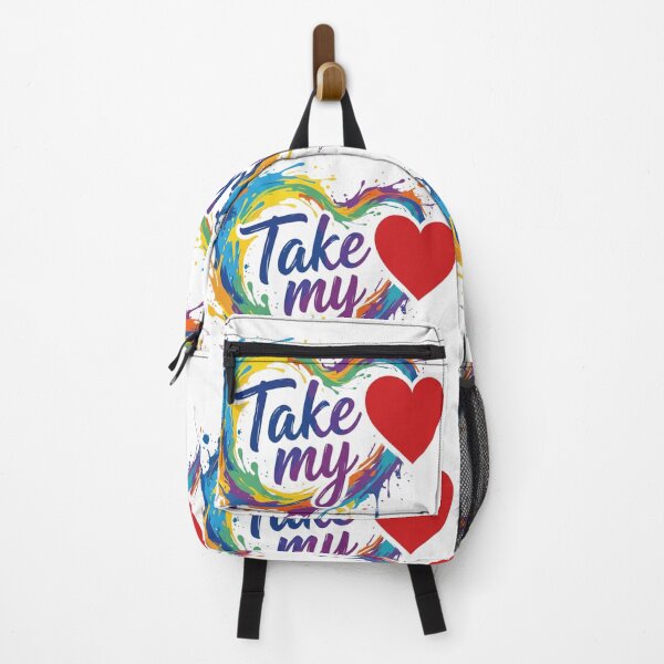 Item preview, Take My Heart Vibrant Rainbow Paint Splatter Love Quote designed and sold by puzzell.