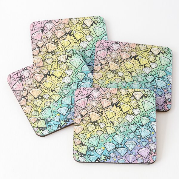 Item preview, Pastel Rainbow Pop Art Cartoon Diamond Print designed and sold by BeJolley.