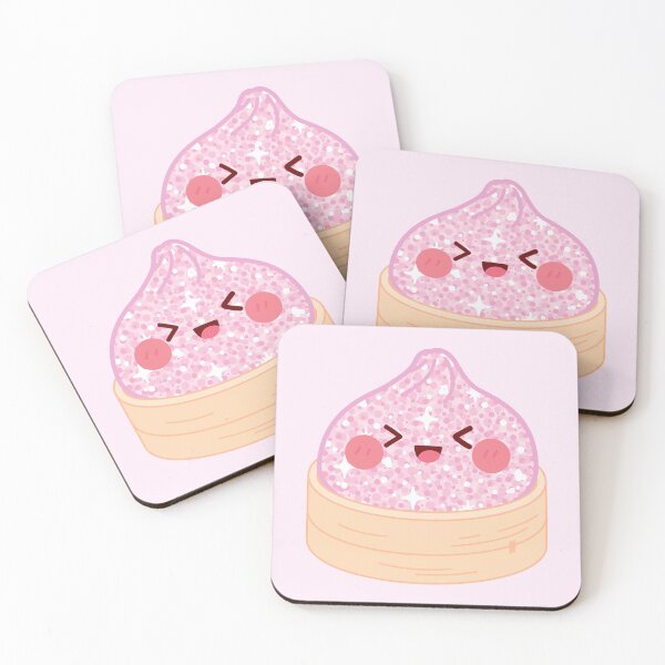Item preview, Pink Glitter squishy Dumpling in bamboo steamer basket designed and sold by EmeraldeaArt.