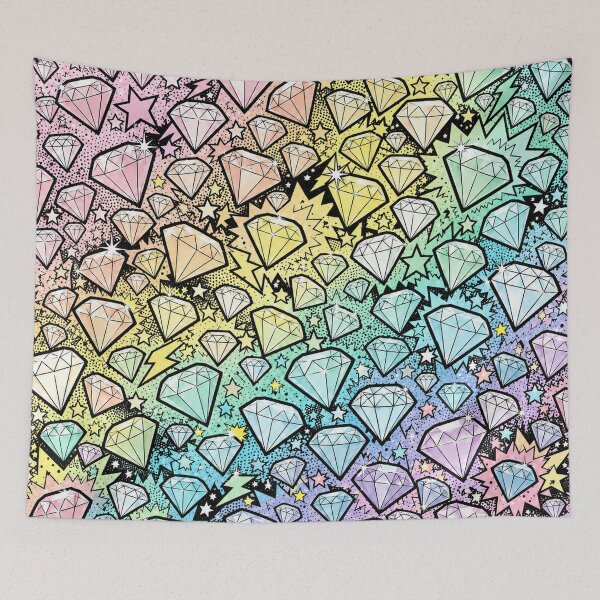 Item preview, Pastel Rainbow Pop Art Cartoon Diamond Print designed and sold by BeJolley.