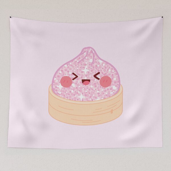 Item preview, Pink Glitter squishy Dumpling in bamboo steamer basket designed and sold by EmeraldeaArt.