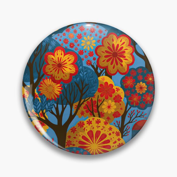 Item preview, Retro Folk Art Forest – Scandinavian Woodland Floral Pattern designed and sold by obstinator.