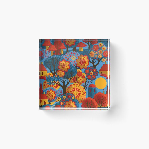 Item preview, Retro Folk Art Forest – Scandinavian Woodland Floral Pattern designed and sold by obstinator.
