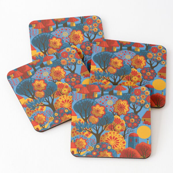Item preview, Retro Folk Art Forest – Scandinavian Woodland Floral Pattern designed and sold by obstinator.