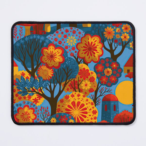 Item preview, Retro Folk Art Forest – Scandinavian Woodland Floral Pattern designed and sold by obstinator.