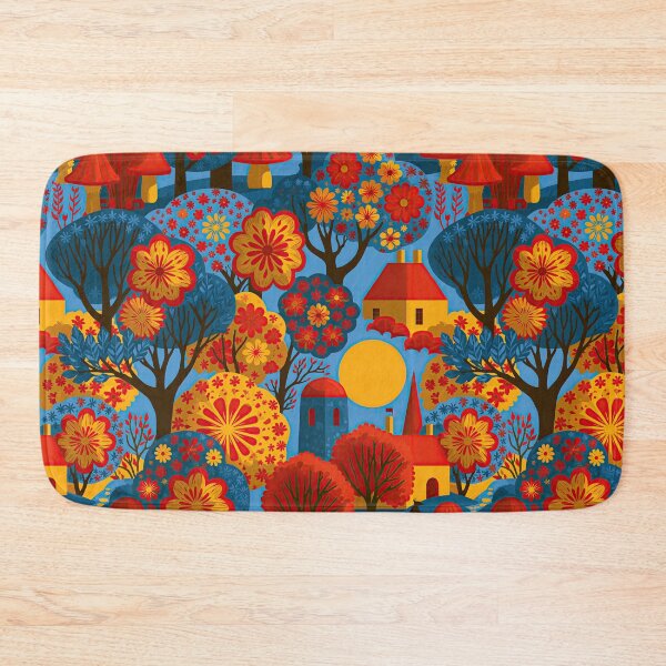 Item preview, Retro Folk Art Forest – Scandinavian Woodland Floral Pattern designed and sold by obstinator.