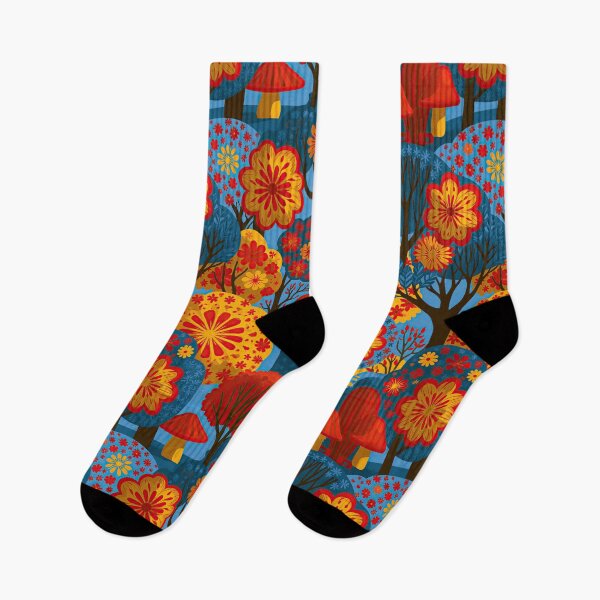 Item preview, Retro Folk Art Forest – Scandinavian Woodland Floral Pattern designed and sold by obstinator.