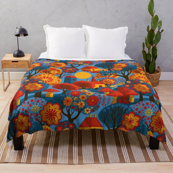 Item preview, Retro Folk Art Forest – Scandinavian Woodland Floral Pattern designed and sold by obstinator.