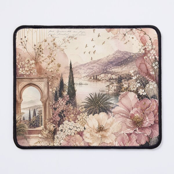 Item preview, Romantic Vintage Floral Landscape Collage designed and sold by ArtStyleAlice.