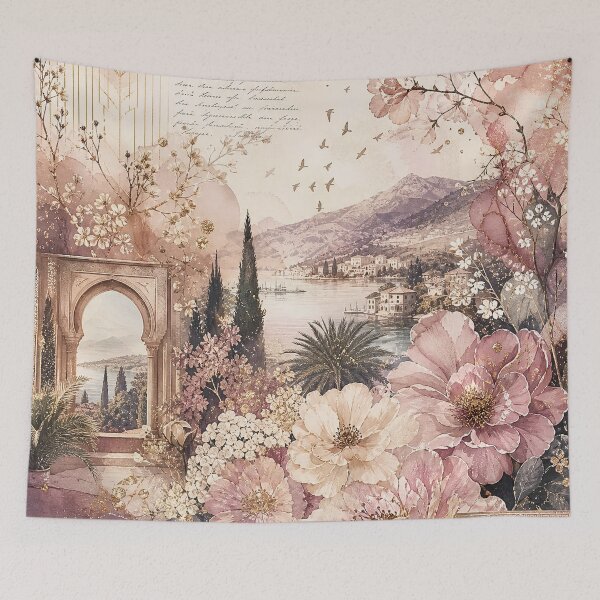 Item preview, Romantic Vintage Floral Landscape Collage designed and sold by ArtStyleAlice.