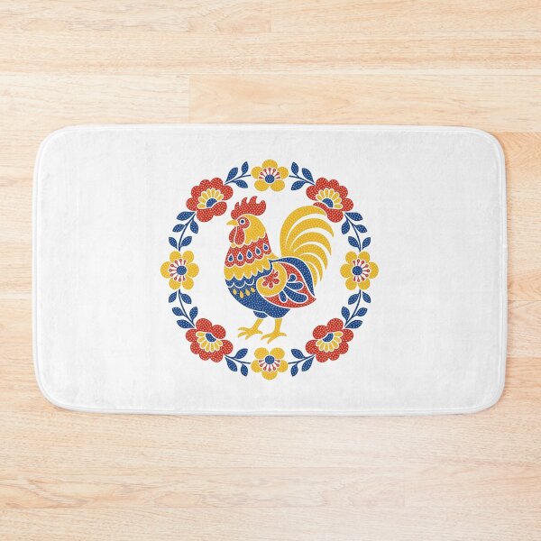 Item preview, Folk Art Rooster Floral Wreath Backyard Chicken designed and sold by AntiqueImages.