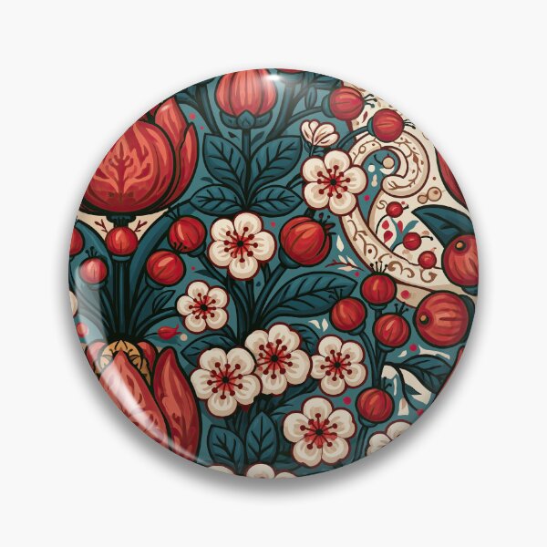 Item preview, Scandinavian Folk Art Cats & Tulips – Nordic Botanical Pattern designed and sold by obstinator.