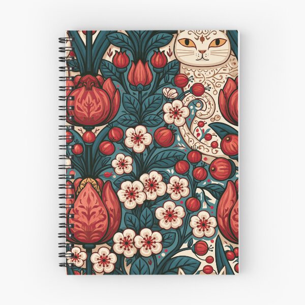 Item preview, Scandinavian Folk Art Cats & Tulips – Nordic Botanical Pattern designed and sold by obstinator.
